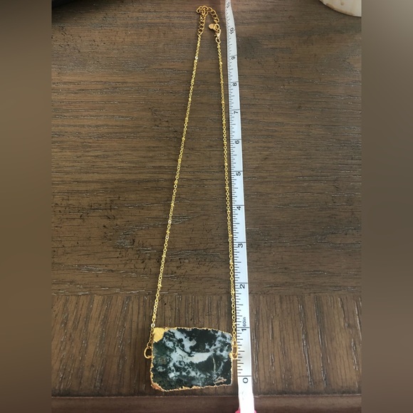 Chrysoprase Stone Necklace with Gold Plated Chain - Picture 2 of 2